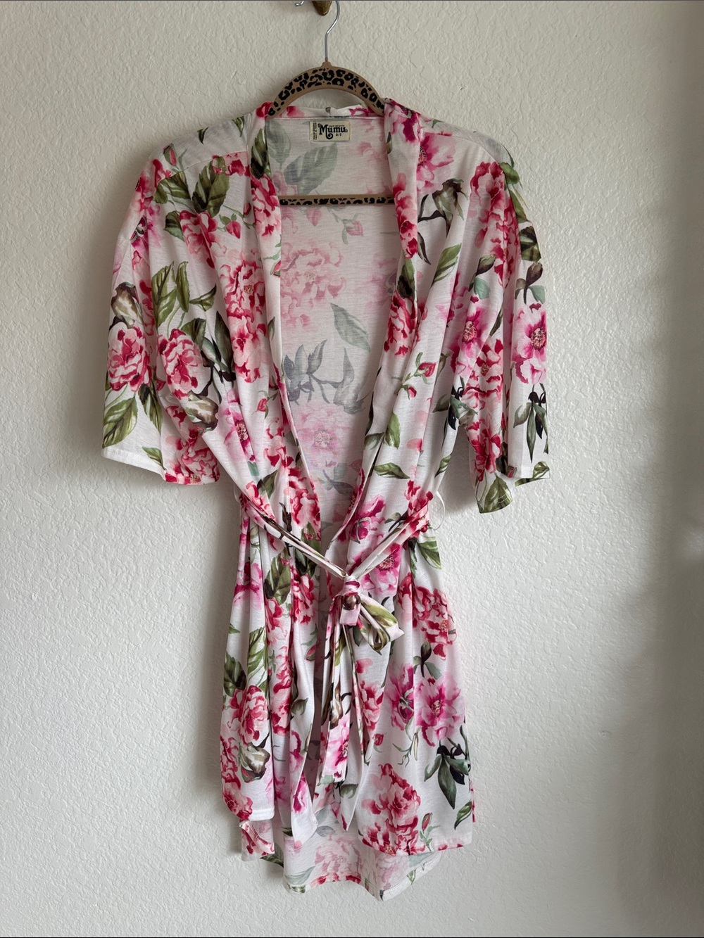 Show Me Your MuMu Pink & Green Floral Kimono Robe